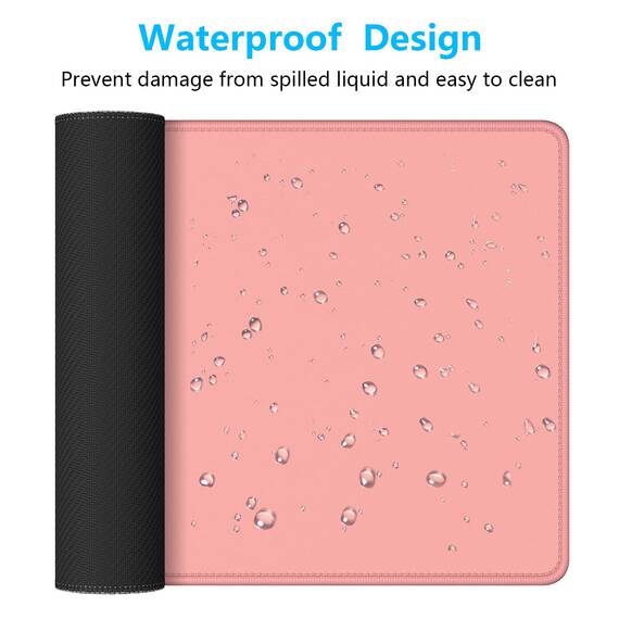 Dapesuom Großes Mauspad, erweitertes Gaming-Mauspad mit genähten Kanten, wasserdichte Schreibtischunterlagen mit Rutschfester Unterseite, großes Mauspad für Laptop, Büro, 60 x 30 cm, Rosa