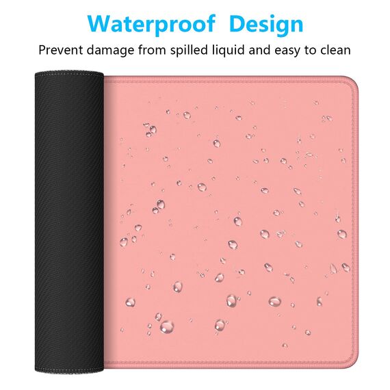 Dapesuom Großes Gaming-Mauspad, erweitertes Schreibtischmatte mit genähten Kanten, wasserabweisendes Tastaturpad mit Rutschfester Unterseite, großes XXL-Mauspad für Gamer, Büro, 80 x 40 cm, Rosa