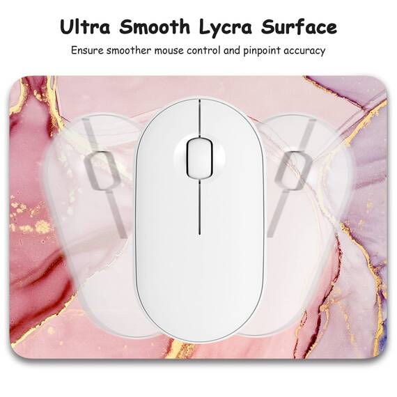 Dapesuom kleines Mauspad, 15,2 x 20,3 cm, mit Rutschfester Gummiunterseite, wasserdichtes Mini-Mauspad für Damen, Herren, kabellose Maus Laptops, Zuhause, Büro, Reisen, Rosa Marmor