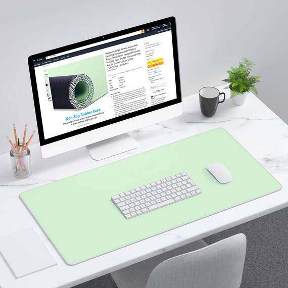 Dapesuom Großes Gaming-Mauspad, erweitertes Schreibtischmatte mit genähten Kanten, wasserabweisendes Tastaturpad mit Rutschfester Unterseite, großes XXL-Mauspad für Gamer, Büro, 80 x 40 cm, Seegrün
