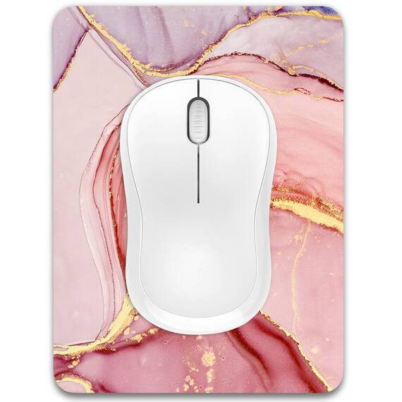 Dapesuom kleines Mauspad, 15,2 x 20,3 cm, mit Rutschfester Gummiunterseite, wasserdichtes Mini-Mauspad für Damen, Herren, kabellose Maus Laptops, Zuhause, Büro, Reisen, Rosa Marmor