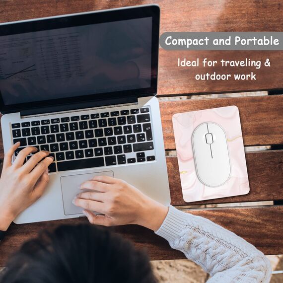 Dapesuom kleines Mauspad, 15,2 x 20,3 cm, mit Rutschfester Gummiunterseite, wasserdichtes Mini-Mauspad für Damen, Herren, kabellose Maus Laptops, Zuhause, Reisen, Eleganter Marmor