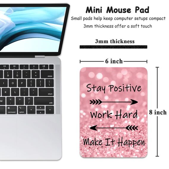 Dapesuom kleines Mauspad, 15,2 x 20,3 cm, mit Rutschfester Gummiunterseite, wasserdichtes Mini-Mauspad für Damen, Herren, kabellose Maus Laptops, Zuhause, Inspirerende Zitate