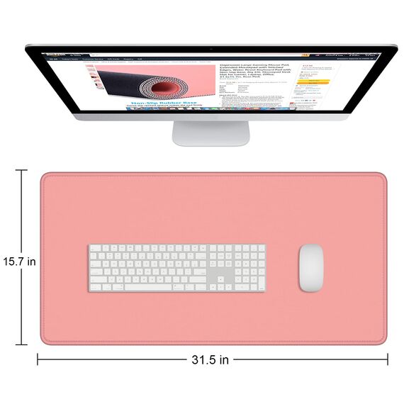 Dapesuom Großes Gaming-Mauspad, erweitertes Schreibtischmatte mit genähten Kanten, wasserabweisendes Tastaturpad mit Rutschfester Unterseite, großes XXL-Mauspad für Gamer, Büro, 80 x 40 cm, Rosa