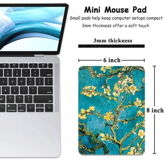 Dapesuom kleines Mauspad, 15,2 x 20,3 cm, mit Rutschfester Gummiunterseite, wasserdichtes Mini-Mauspad für Damen, Herren, kabellose Maus Laptops, Reisen, Zuhause, Aprikosenbaum