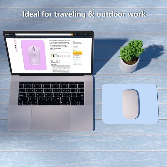 Dapesuom kleines Mauspad, 15,2 x 20,3 cm, mit Rutschfester Gummiunterseite, wasserdichtes Mini-Mauspad für Damen, Herren, kabellose Maus Laptops, Zuhause, Büro, Reisen, Himmelblau