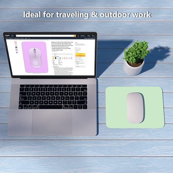Dapesuom kleines Mauspad, 15,2 x 20,3 cm, mit Rutschfester Gummiunterseite, wasserdichtes Mini-Mauspad für Damen, Herren, kabellose Maus Laptops, Zuhause, Büro, Reisen, Seegrün