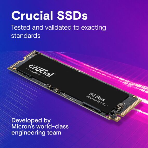 Crucial P3 Plus SSD 500GB M.2 PCIe Gen4 NVMe Interne SSD, bis 4.700 MB/s, Laptop und Desktop kompatibel, Solid State Drive Festplatte - CT500P3PSSD8