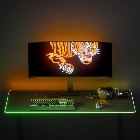 SteelSeries QcK 3XL Prism RGB - Gaming-Oberfläche - Optimiert für Kapillarproben - 2 Zonen RGB-Beleuchtung – Schwarz - (1220mm x 590mm x 3mm)