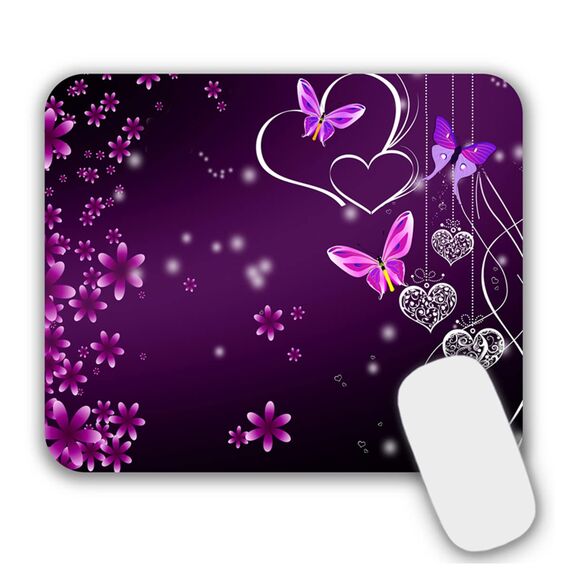 AOKSUNOVA Mauspad Klein Lila Blumen 24 x 20cm Mousepad mit Motiv Mauspad mit Muster