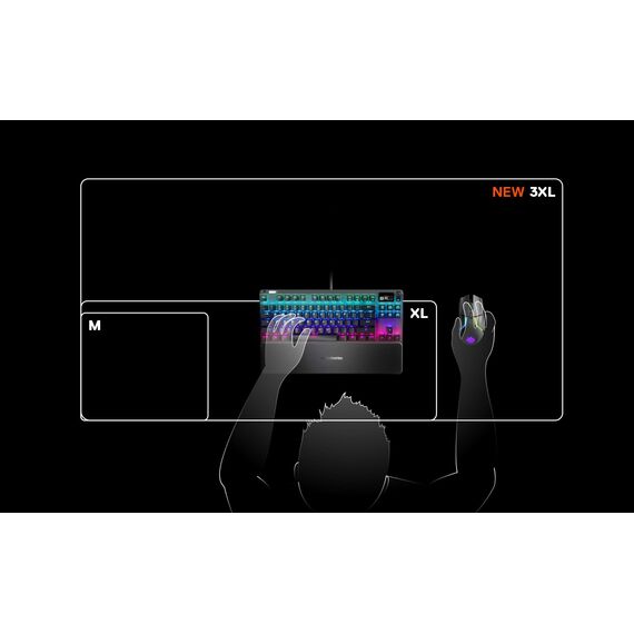 SteelSeries QcK 3XL Prism RGB - Gaming-Oberfläche - Optimiert für Kapillarproben - 2 Zonen RGB-Beleuchtung – Schwarz - (1220mm x 590mm x 3mm)