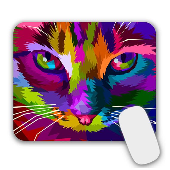 AOKSUNOVA Mauspad Klein mit Motiv Kleines Mousepad Katze 24 x 20cm Tiere Bunt Waschbar