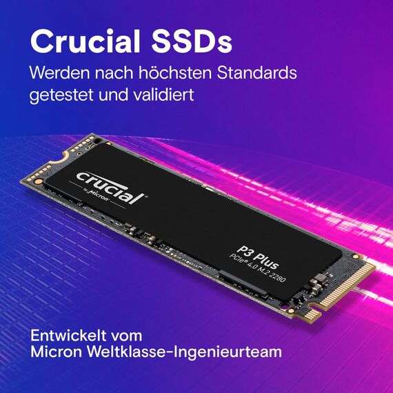 Crucial P3 Plus SSD 4TB M.2 PCIe Gen4 NVMe Interne SSD, 4.800 MB/s Lesen, 4.100 MB/s Schreiben, Laptop und Desktop kompatibel, Solid State Drive Festplatte - CT4000P3PSSD801