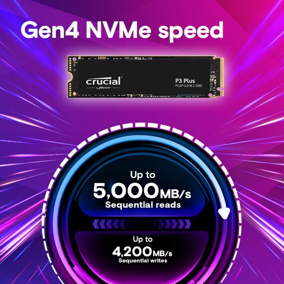 Crucial P3 Plus SSD 500GB M.2 PCIe Gen4 NVMe Interne SSD, bis 4.700 MB/s, Laptop und Desktop kompatibel, Solid State Drive Festplatte - CT500P3PSSD8