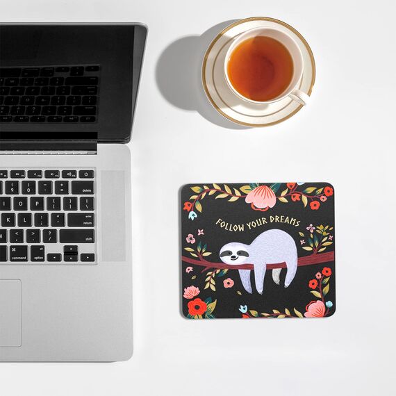 AOKSUNOVA Mauspad Klein 18 x 16 cm Mauspad Mini Bunt Mousepad mit Motiv Niedliches Faultier Lustig Design