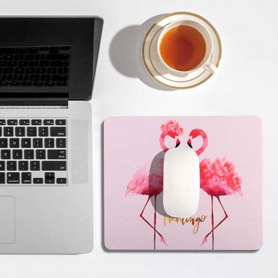 AOKSUNOVA Mauspad Klein Mauspad Flamingo Mousepad Motiv Rosa 24x20cm für Computer und Laptop