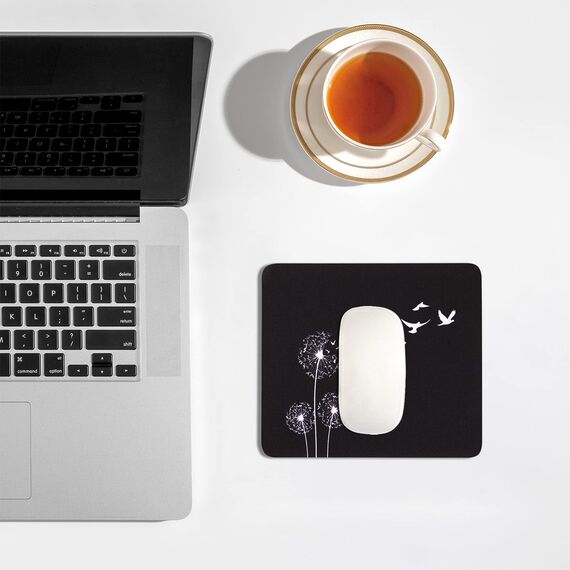 AOKSUNOVA Mauspad Mini 180 x 160 mm Mauspad Klein mit Motiv Mousepad Design Schwarz