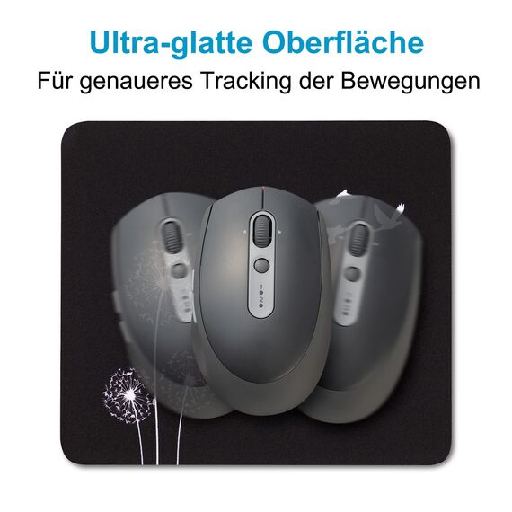 AOKSUNOVA Mauspad Mini 180 x 160 mm Mauspad Klein mit Motiv Mousepad Design Schwarz