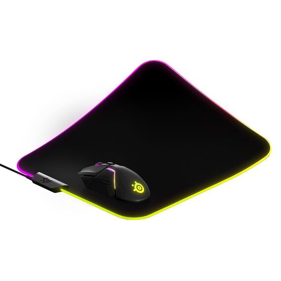 SteelSeries QcK Prism Cloth M - Gaming Mauspad – 2 Zonen RGB-Beleuchtung – Mittelgroße (320mm x 270mm x 6mm)