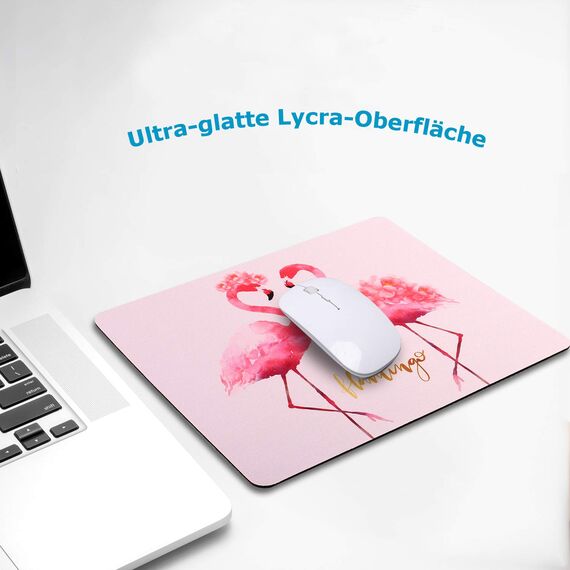 AOKSUNOVA Mauspad Klein Mauspad Flamingo Mousepad Motiv Rosa 24x20cm für Computer und Laptop