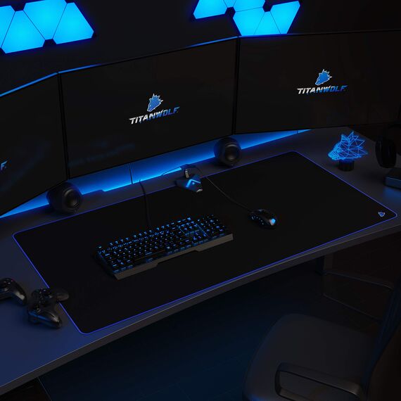 CSL - Übergröße Mauspad Gaming Titanwolf 1200x600mm - XXXL Mousepad groß mit Motiv - XXXL Tischunterlage Large Size - verbessert Präzision und Geschwindigkeit - XXL z.B. für Logitech Maus und Tastatur