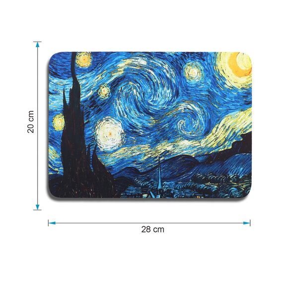 AOKSUNOVA Gaming Mauspad Klein mit Motiv Van Gogh 28 x 20 cm Mousepad mit Design Mädchen Bunt