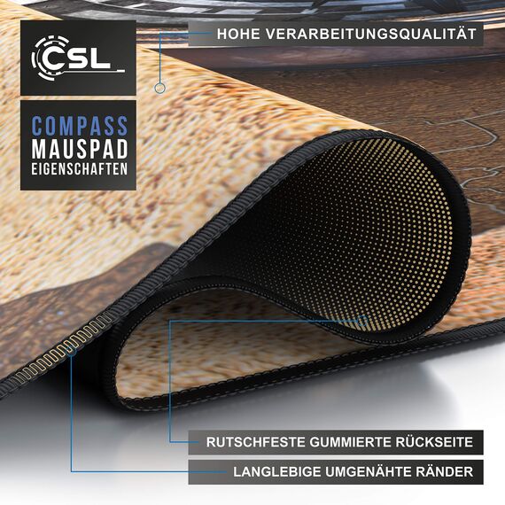 CSL - Übergröße Mauspad Gaming 1200x600mm - XXXL Mousepad groß mit Motiv - Tischunterlage Large Size - verbessert Präzision und Geschwindigkeit - XXL z.B. für Logitech Maus und Tastatur