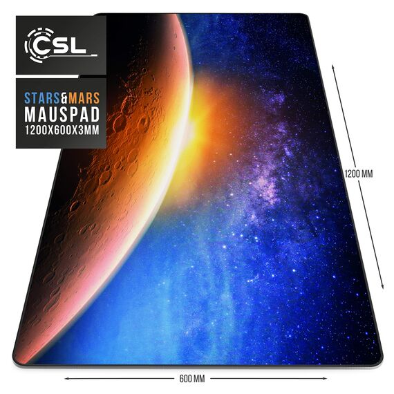 CSL - Übergröße Mauspad Gaming 1200x600mm - XXXL Mousepad groß mit Motiv - Tischunterlage Large Size - verbessert Präzision und Geschwindigkeit - XXL z.B. für Logitech Maus und Tastatur