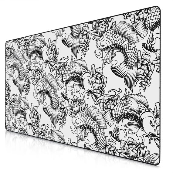 Titanwolf - XXXL Übergröße Mauspad 1200x600mm, Gaming Mousepad Groß 120x60 cm Tischunterlage Large Size verbessert Präzision und Geschwindigkeit XXXL für Logitech Maus und Tastatur, Koi Tattoo 2