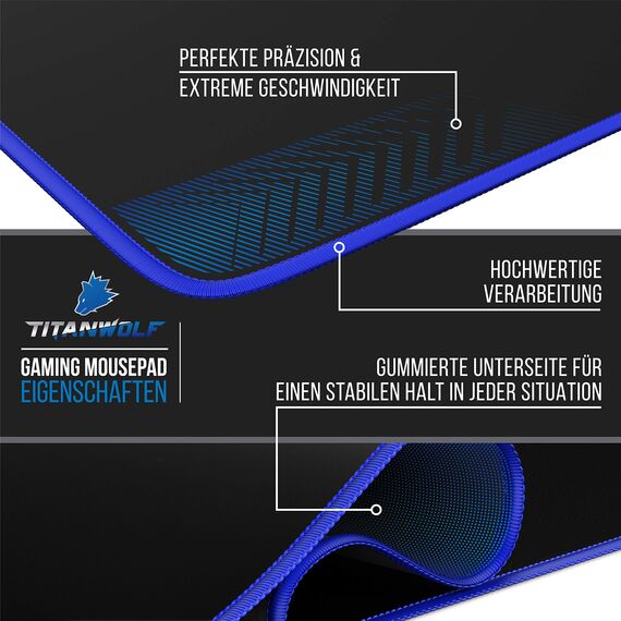 CSL - Übergröße Mauspad Gaming Titanwolf 1200x600mm - XXXL Mousepad groß mit Motiv - XXXL Tischunterlage Large Size - verbessert Präzision und Geschwindigkeit - XXL z.B. für Logitech Maus und Tastatur