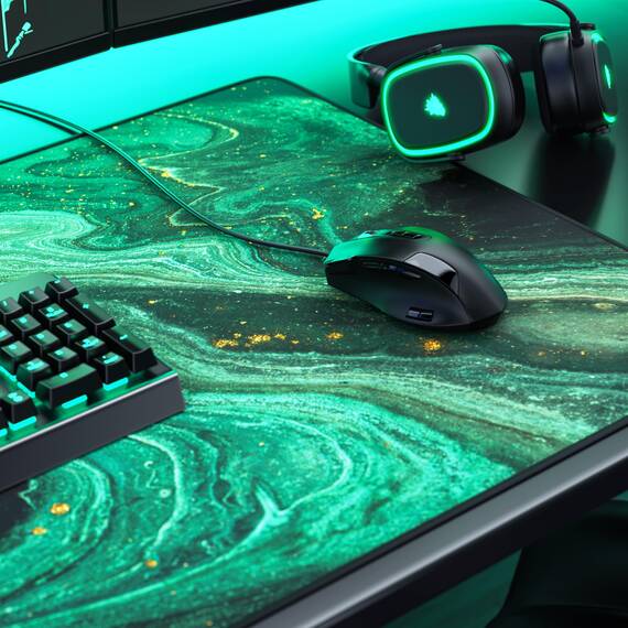 Titanwolf - XXXL Übergröße Mauspad 1200x600mm, Gaming Mousepad Groß 120x60 cm Tischunterlage Large Size verbessert Präzision und Geschwindigkeit XXXL für Logitech Maus und Tastatur, Marmor Grün Gold