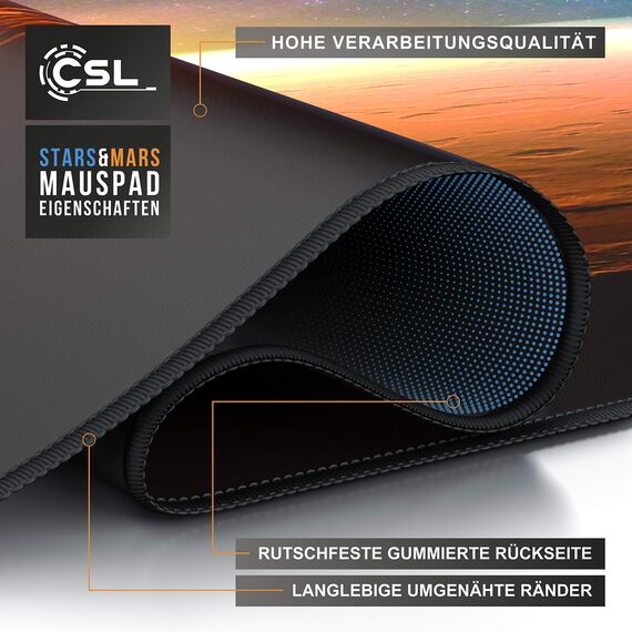CSL - Übergröße Mauspad Gaming 1200x600mm - XXXL Mousepad groß mit Motiv - Tischunterlage Large Size - verbessert Präzision und Geschwindigkeit - XXL z.B. für Logitech Maus und Tastatur