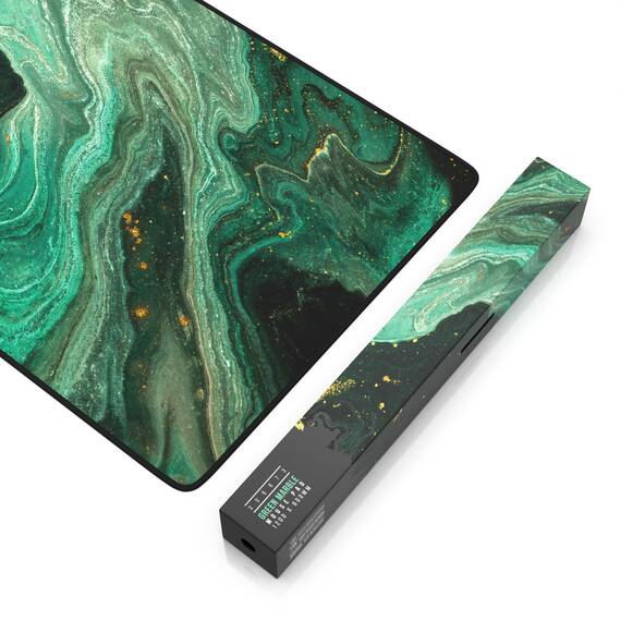 Titanwolf - XXXL Übergröße Mauspad 1200x600mm, Gaming Mousepad Groß 120x60 cm Tischunterlage Large Size verbessert Präzision und Geschwindigkeit XXXL für Logitech Maus und Tastatur, Marmor Grün Gold