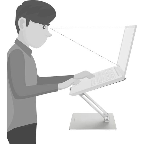 Amazon Basics Verstellbarer ergonomischer Laptopständer mit Wärmeabzug, stufenlose Höhen- und Winkelverstellung, ideal für einen Laptop bis 43,9 cm (17,3 Zoll), 27.9 x 23 x 5.6 cm, Silber