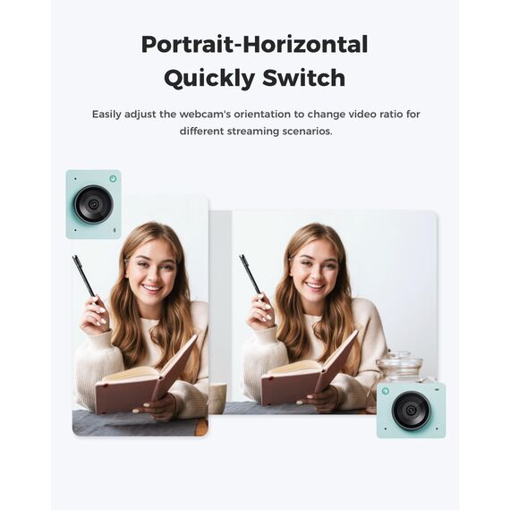 OBSBOT Meet 2-4K Webcam für PC mit 1/2" Sensor, KI Framing& Autofokus, Beauty-Modus, Gestensteuerung, 60 FPS, Zwillingsmi, Leicht USB Kamera für Streaming, Meetings, Gaming, Video Calls. (Auroragrün)