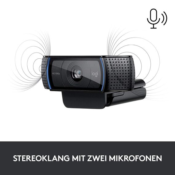 Logitech C920s HD PRO Webcam, Full-HD 1080p, 78° Blickfeld, Autofokus, Belichtungskorrektur, USB-Anschluss, Abdeckblende, Für Skype, FaceTime, Hangouts,etc., PC/Mac/ChromeOS/Android/Xbox One -Schwarz