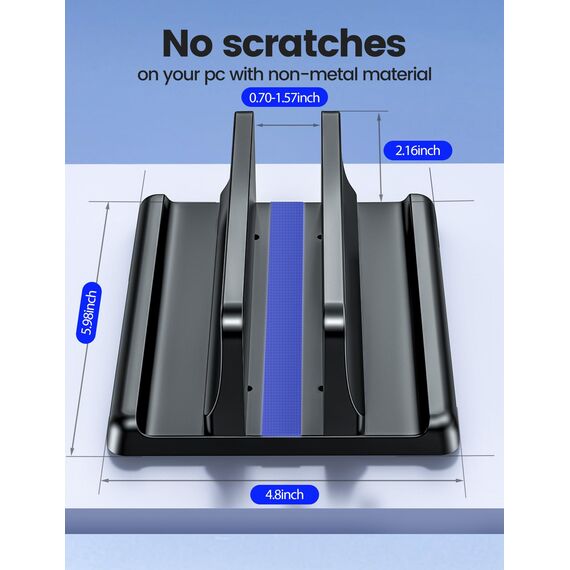 VAYDEER Vertikaler Laptop Ständer Platzsparender 3in1 Vertical Stander Laptopständer zum Vertikalen Positionieren Kompatibel für MacBook Air, MacBook Pro, iPad, Tablets Notebook bis 17,3" Schwarz