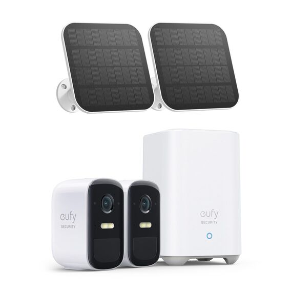 eufy Security eufyCam 2C Pro 2-Kamera-Set, Überwachungskamera Aussen Solar mit 2K Auflösung, HomeKit-Kompatibilität, IP67-Wetterfest, Farb-Nachtsicht, Ohne ABO-Gebühren