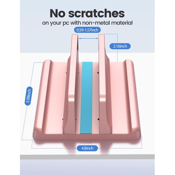 VAYDEER Vertikaler Laptop Ständer Platzsparender 3in1 Vertical Stander Laptopständer zum Vertikalen Positionieren Kompatibel für MacBook Air, MacBook Pro, iPad, Tablets Notebook bis 17,3" Rosa