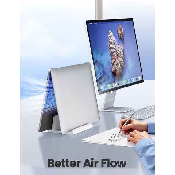 VAYDEER Vertikaler Laptop Ständer Laptopständer Platzsparender 3in1 Vertical Stander zum Vertikalen Positionieren Kompatibel für MacBook Air, MacBook Pro, iPad, Tablets Notebook bis 17,3" Weiß