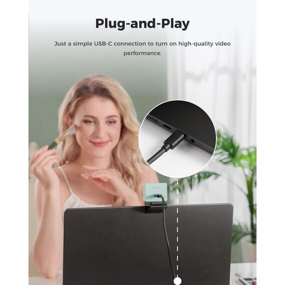 OBSBOT Meet 2-4K Webcam für PC mit 1/2" Sensor, KI Framing& Autofokus, Beauty-Modus, Gestensteuerung, 60 FPS, Zwillingsmi, Leicht USB Kamera für Streaming, Meetings, Gaming, Video Calls. (Auroragrün)