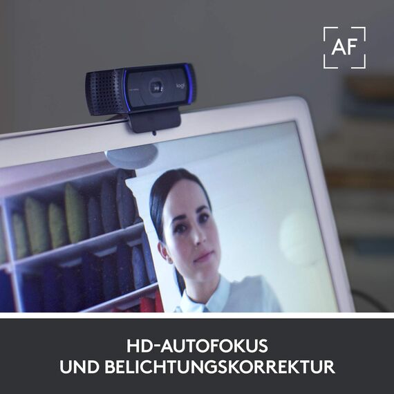 Logitech C920s HD PRO Webcam, Full-HD 1080p, 78° Blickfeld, Autofokus, Belichtungskorrektur, USB-Anschluss, Abdeckblende, Für Skype, FaceTime, Hangouts,etc., PC/Mac/ChromeOS/Android/Xbox One -Schwarz