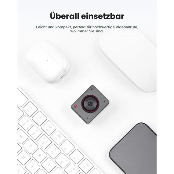 OBSBOT Meet 2-4K Webcam für PC mit 1/2" Sensor, KI Framing& Autofokus, Beauty-Modus, Gestensteuerung, 60 FPS, Zwillingsmi, Leicht USB Kamera für Streaming, Meetings, Gaming, Video Calls. (Space Grau)