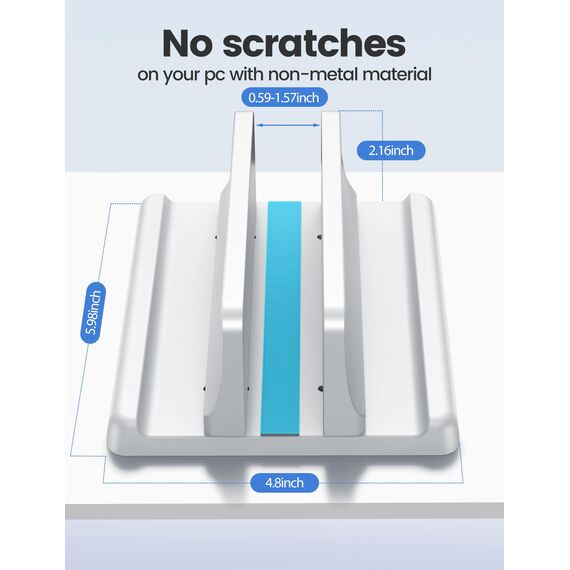 VAYDEER Vertikaler Laptop Ständer Laptopständer Platzsparender 3in1 Vertical Stander zum Vertikalen Positionieren Kompatibel für MacBook Air, MacBook Pro, iPad, Tablets Notebook bis 17,3" Weiß