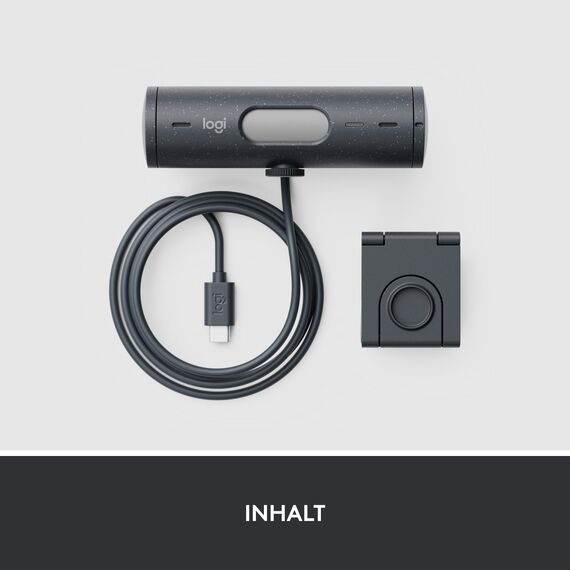 Logitech Brio 500 Full-HD-Webcam mit Auto-Lichtkorrektur, Zeigemodus, Doppelmikrofon + Rauschunterdrückung, Webcam-Abdeckung, für Microsoft Teams, Google Meet, Zoom, USB-C-Kabel - Graphit