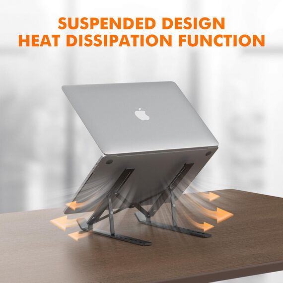 GRIFEMA GB1054B Laptop ständer für Schreibtisch, Höhenverstellbarer Laptop Riser, Tragbarer LaptopStänder mit 7 Neigungsverstellungen für 10"-17,3" Laptops und Tablets - Schwarz