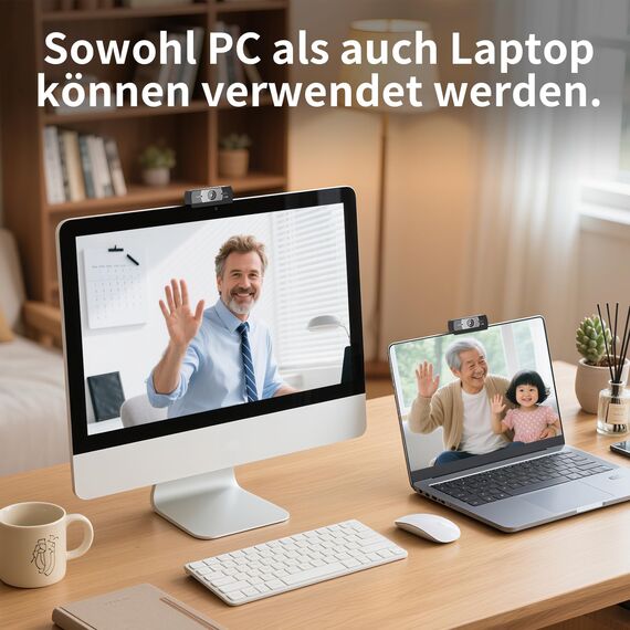 Diccik Webcam 4K, USB A Webcam mit 2 Mikrofon mit Rauschunterdrückung, Kamera PC, Schneller Automatische Fixfokus für Live Streaming, Videoanrufe, Konferenzen, Spiel, PC/Mac/Notebook/MacBook