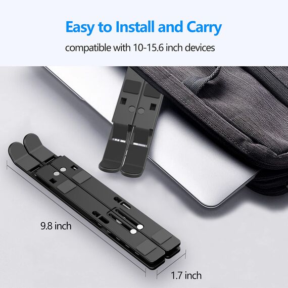 Laptop Ständer, Faltbarer Aluminium Notebook Ständer, Höhenverstellbarer Laptopständer Belüftet Kühlung Laptop Halterung für MacBook Pro/Air, HP, Sony, Dell,alle 10-15,6 ” Laptops, Tablets-Schwarz