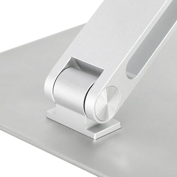 Amazon Basics Verstellbarer ergonomischer Laptopständer mit Wärmeabzug, stufenlose Höhen- und Winkelverstellung, ideal für einen Laptop bis 43,9 cm (17,3 Zoll), 27.9 x 23 x 5.6 cm, Silber