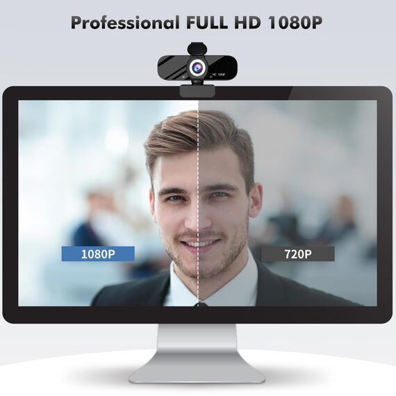 Gohero 1080P HD Webcam mit Mikrofon, Privatsphäre-Abdeckung, Weitwinkel, USB-C Adapter, Automatische Lichtkorrektur für PC, Laptop, Desktop, Mac
